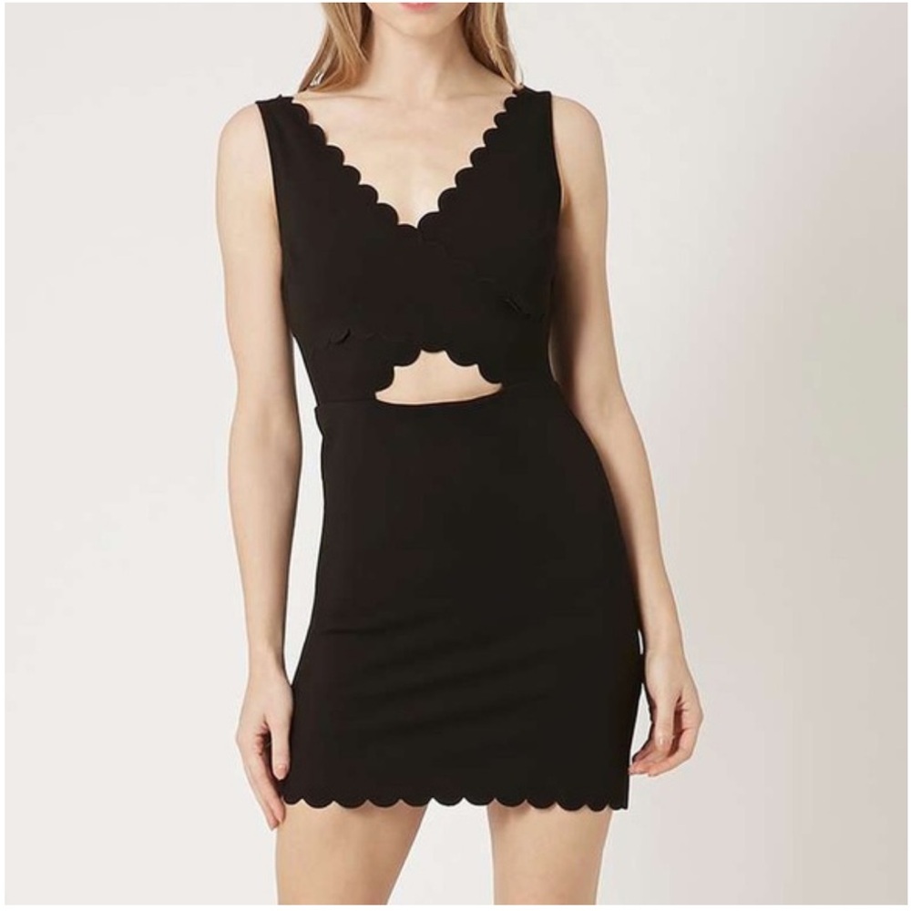Topshop Black Scalloped Sleeveless Dress